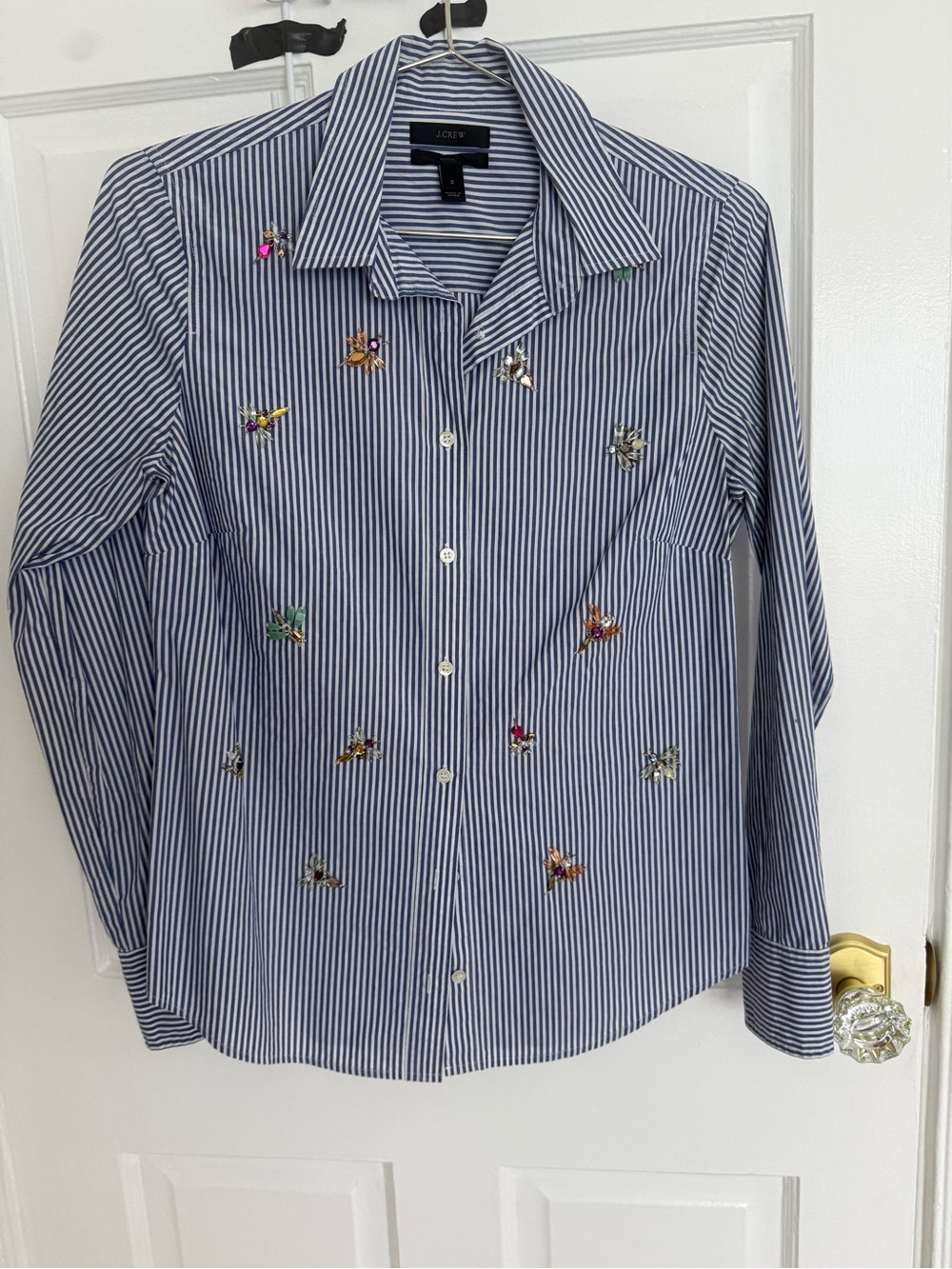 J. Crew Blue and White Striped Button-Down Shirt